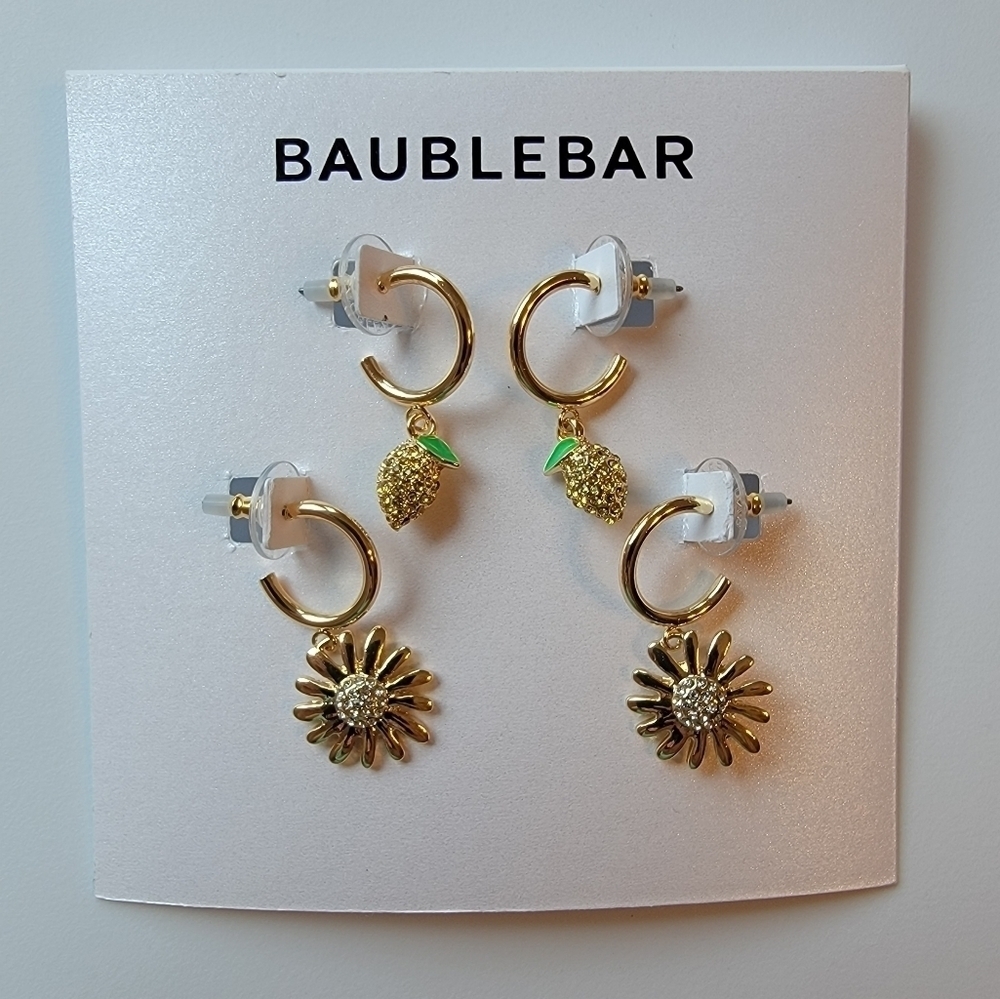 Nwt Baublebar 2 Pairs Of Earrings Lemon And Daisies 39$